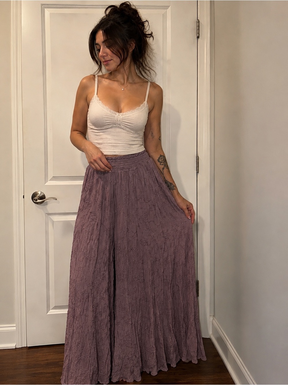 Guess Lavender Mauve Textured Maxi Skirt